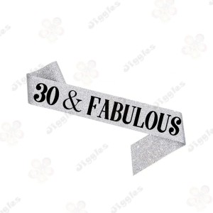 30 & Fabulous Glitter Sash - Silver