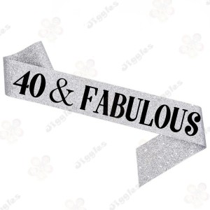 40 & Fabulous Glitter Sash - Silver
