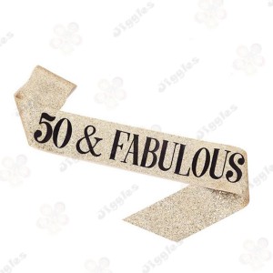 50 & Fabulous Glitter Sash - Gold