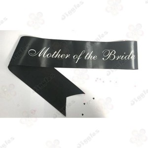 Mother of the Bride Sash Black with White Text