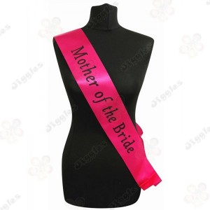 Mother of the Bride Sash Hot Pink with Black Text
