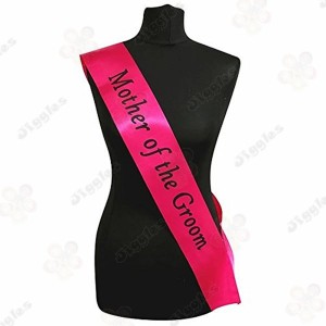 Mother of the Groom Sash Hot Pink with Black Text