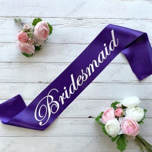 Bridesmaid Sash Purple with White Text