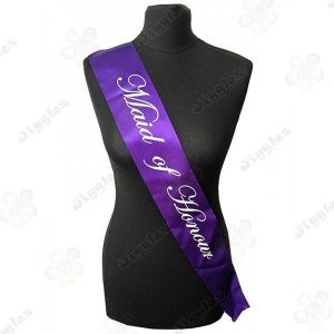 Maid of Honour Sash Purple with White Text