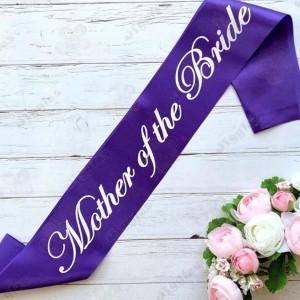 Mother of the Bride Sash Purple with White Text
