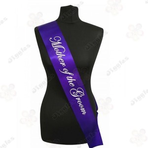 Mother of the Groom Sash Purple with White Text