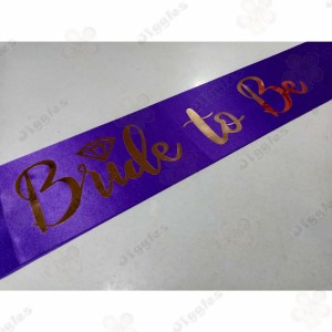 Bride to be Sash - Purple with Rose Gold Text