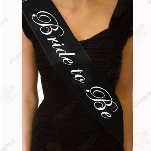 Bride to be Sash - Black with White Text 