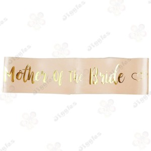 Mother of the Bride Sash Peach with Gold Text