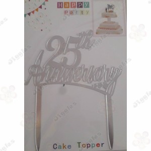 25th Anniversary Cake Topper Silver