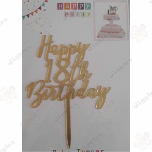 Happy 18th Birthday Acrylic Cake Topper Gold