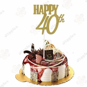 Happy 40th Glitter Cake Topper Gold