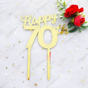 Happy 70th Acrylic Cake Topper Gold