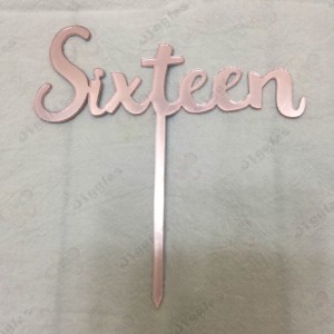Sixteen Acrylic Cake Topper Pink