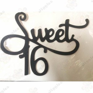 Sweet 16 Glitter Cake Topper Black