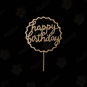Happy Birthday Cake Topper Gold