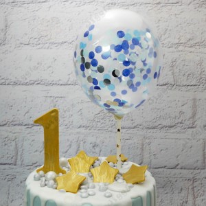 Confetti Balloon Cake Topper Blue