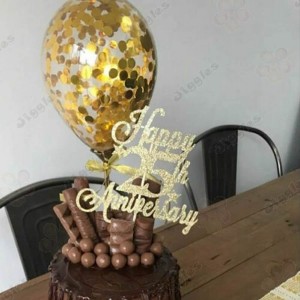 Confetti Balloon Cake Topper Gold