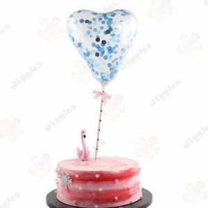 Confetti Heart Balloon Cake Topper Blue
