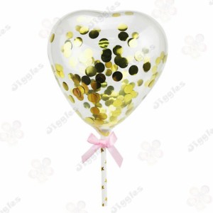 Confetti Heart Balloon Cake Topper Gold