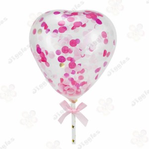 Confetti Heart Balloon Cake Topper Pink