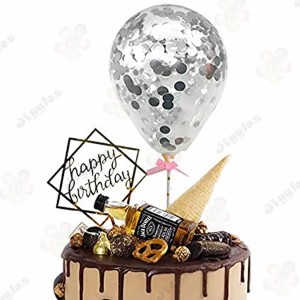Confetti Balloon Cake Topper Silver