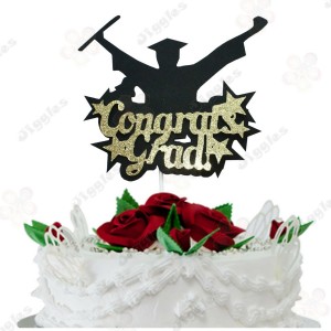 Congrats Grad Glitter Cake Topper