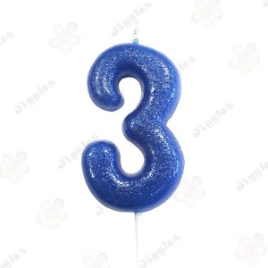 Giant Number 3 Blue Candle 