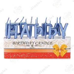 Happy Birthday Candles Set  Chrome Blue