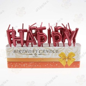 Happy Birthday Candles Set Chrome Red
