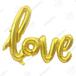 Love Script Foil Balloon Gold