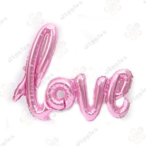 Love Script Foil Balloon Pink