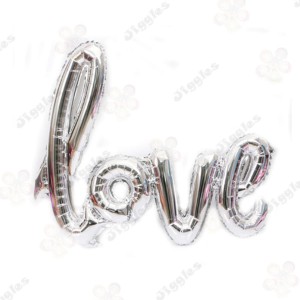 Love Script Foil Balloon Silver