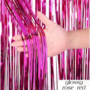 Glossy Hot Pink Foil Fringe Curtain 