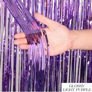 Glossy Light Purple Foil Fringe Curtain 
