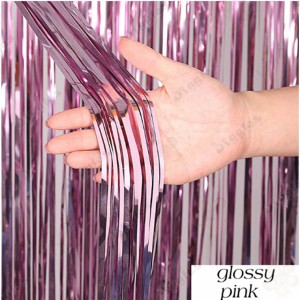 Glossy Pink Foil Fringe Curtain 
