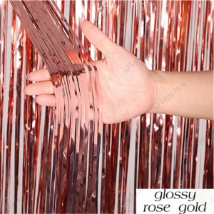 Glossy Rose Gold Foil Fringe Curtain 
