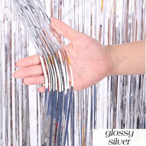 Glossy Silver Foil Fringe Curtain 