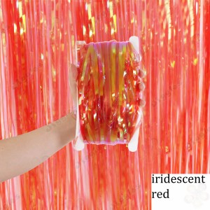 Iridescent Red Foil Fringe Curtain 