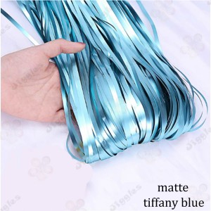 Matte Tiffany Blue Foil Fringe Curtain 