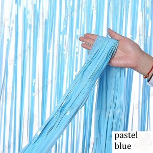 Pastel Blue Fringe Curtain 