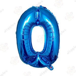 Foil Number Balloon 0 Blue 32"