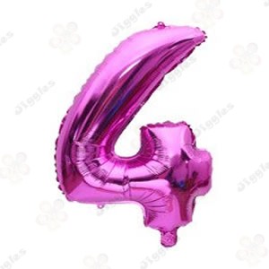 Foil Number Balloon 4 Hot Pink 32"