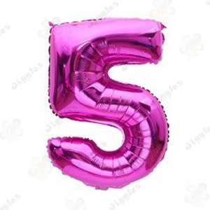 Foil Number Balloon 5 Hot Pink 32"