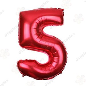 Foil Number Balloon 5 Red 32"