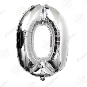 Foil Number Balloon 0 Silver 32"