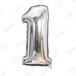 Foil Number Balloon 1 Silver 32"