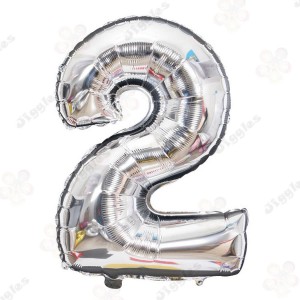 Foil Number Balloon 2 Silver 32"