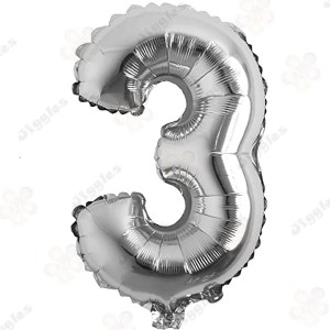 Foil Number Balloon 3 Silver 32"
