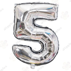 Foil Number Balloon 5 Silver 32"
